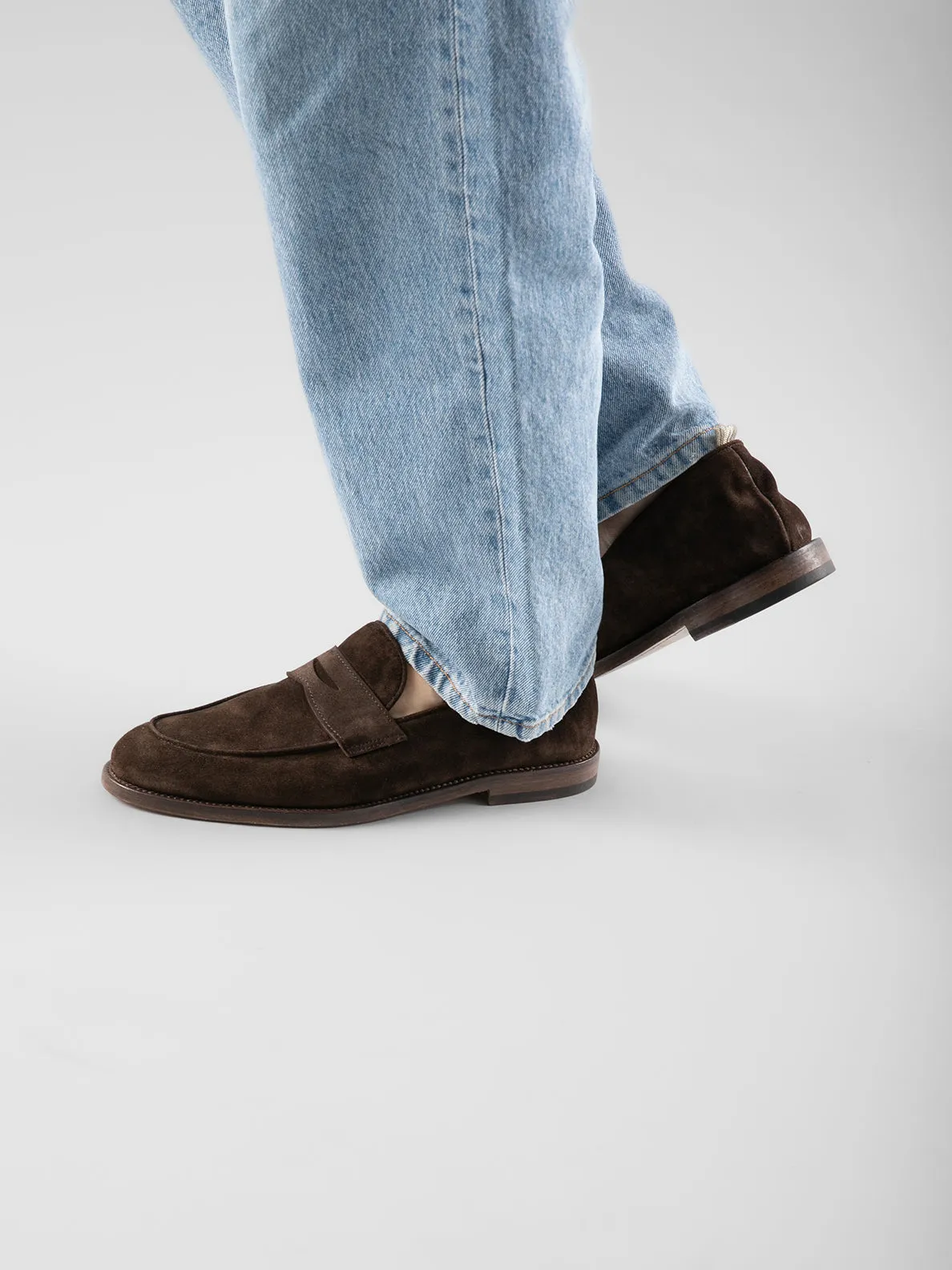 OPERA 001 - Brown Suede Penny Loafers