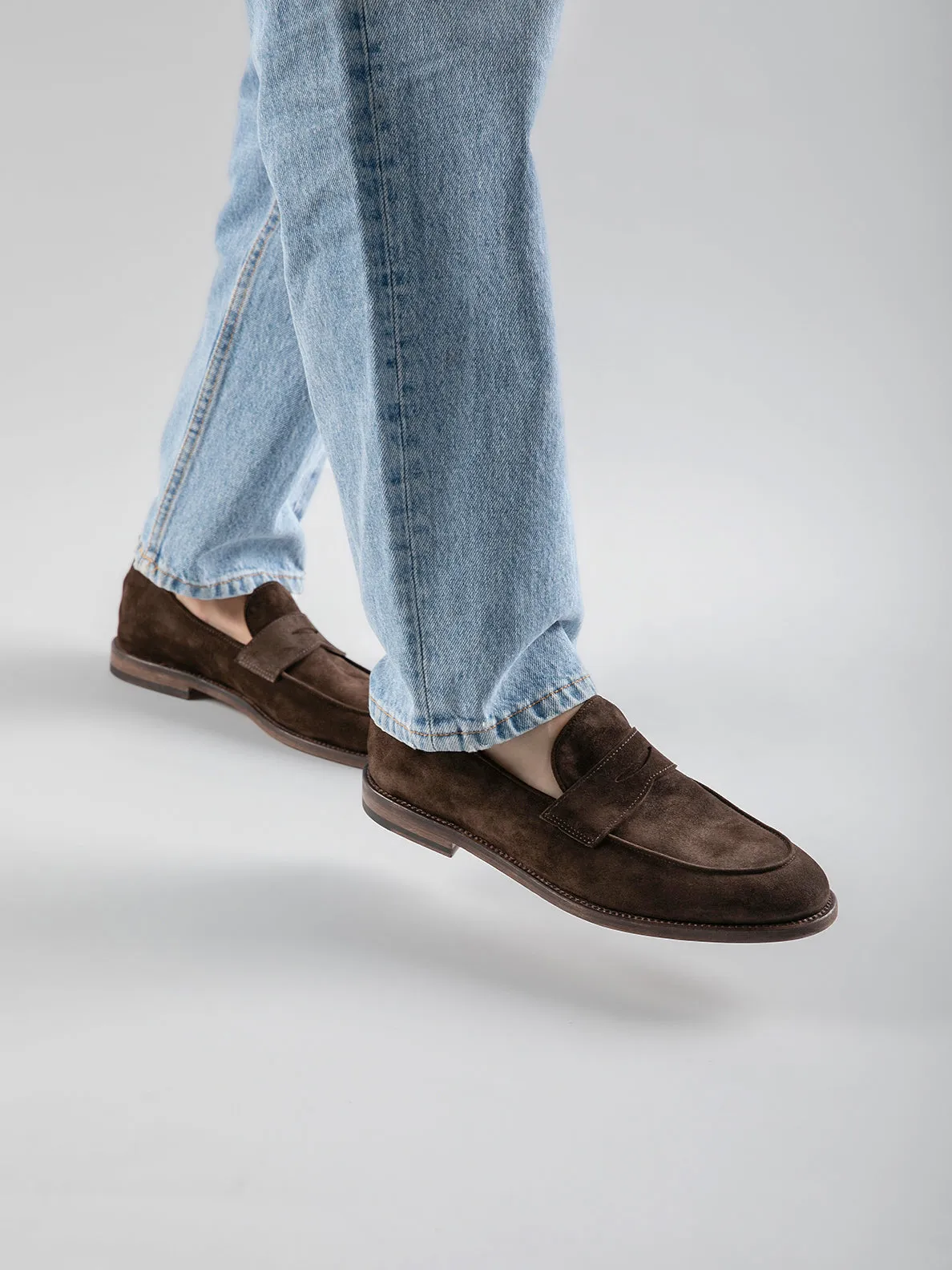 OPERA 001 - Brown Suede Penny Loafers