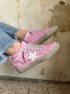 Paulina Pink Distressed Sneakers