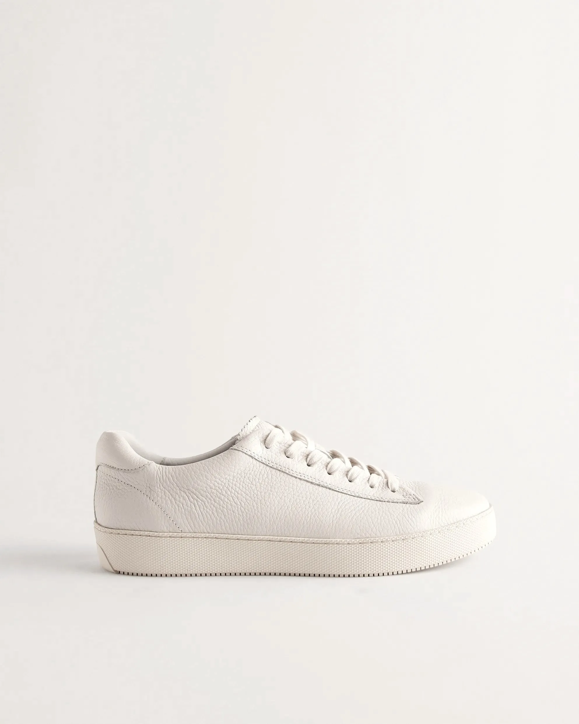 Pebbled Leather Low Top Trainers - White