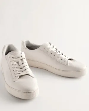 Pebbled Leather Low Top Trainers - White