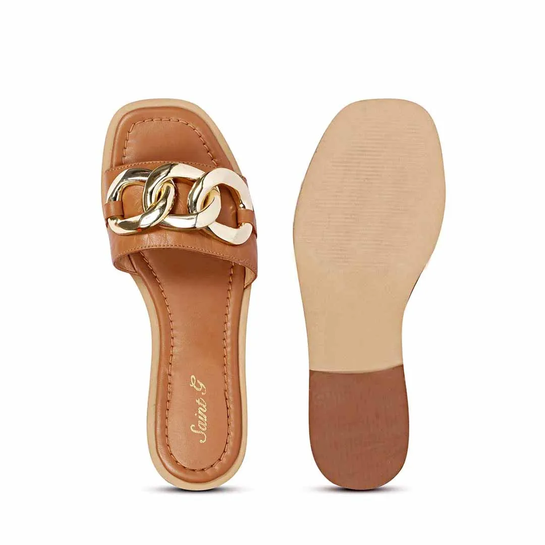 Saint Alexa Cuoio Leather Flat Slip On