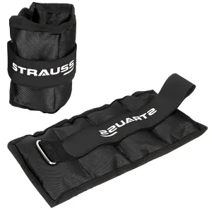 Adjustable Strauss Ankle/Wrist Weights - Set of 2 Weights at 0.5 KG Each | Ideal for Walking, Running, Jogging, Cycling, Gym, Workouts, and Strength Training | Easy to Use on Ankles, Wrists, and Legs | Black