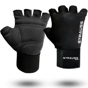 STRAUSS Suede Gym Gloves for Weightlifting, Training, Cycling, Exercise & Gym | Half Finger Design, 8mm Foam Cushioning, Anti-Slip & Breathable Lycra Material, (Black), (Extra Large)