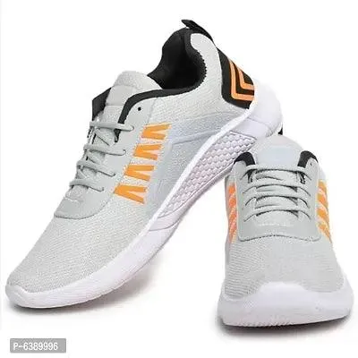 Stylish Mesh Grey Lace-Up Running Sports Shoes For Men