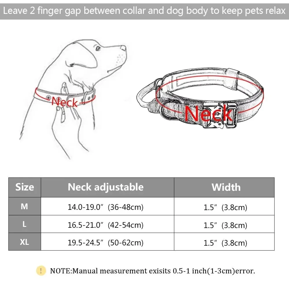 Tactical Police Dog Collar - Adjustable Durable Nylon Military Collar for German Shepherds, Medium & Large Dogs, Walking & Training Pet Accessories