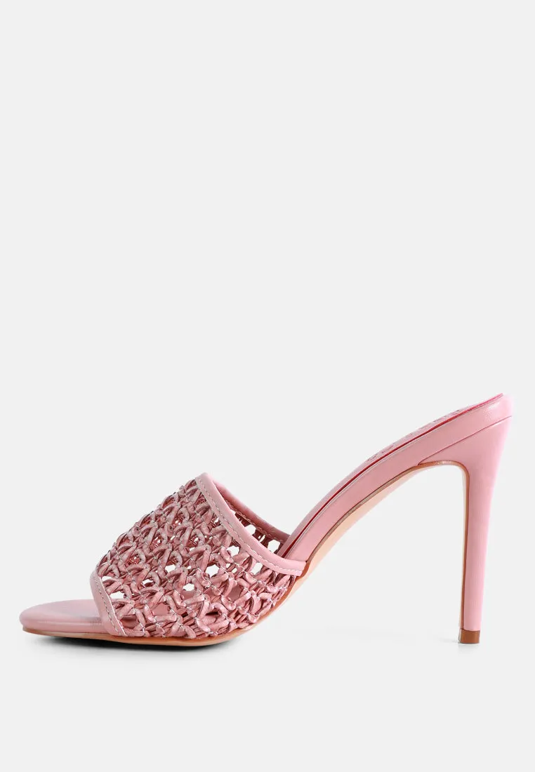 TEASE Pink Woven Stiletto Slides