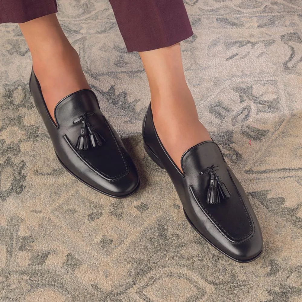 The Maffeo Black Men's Handcrafted Leather Loafers Tresmode