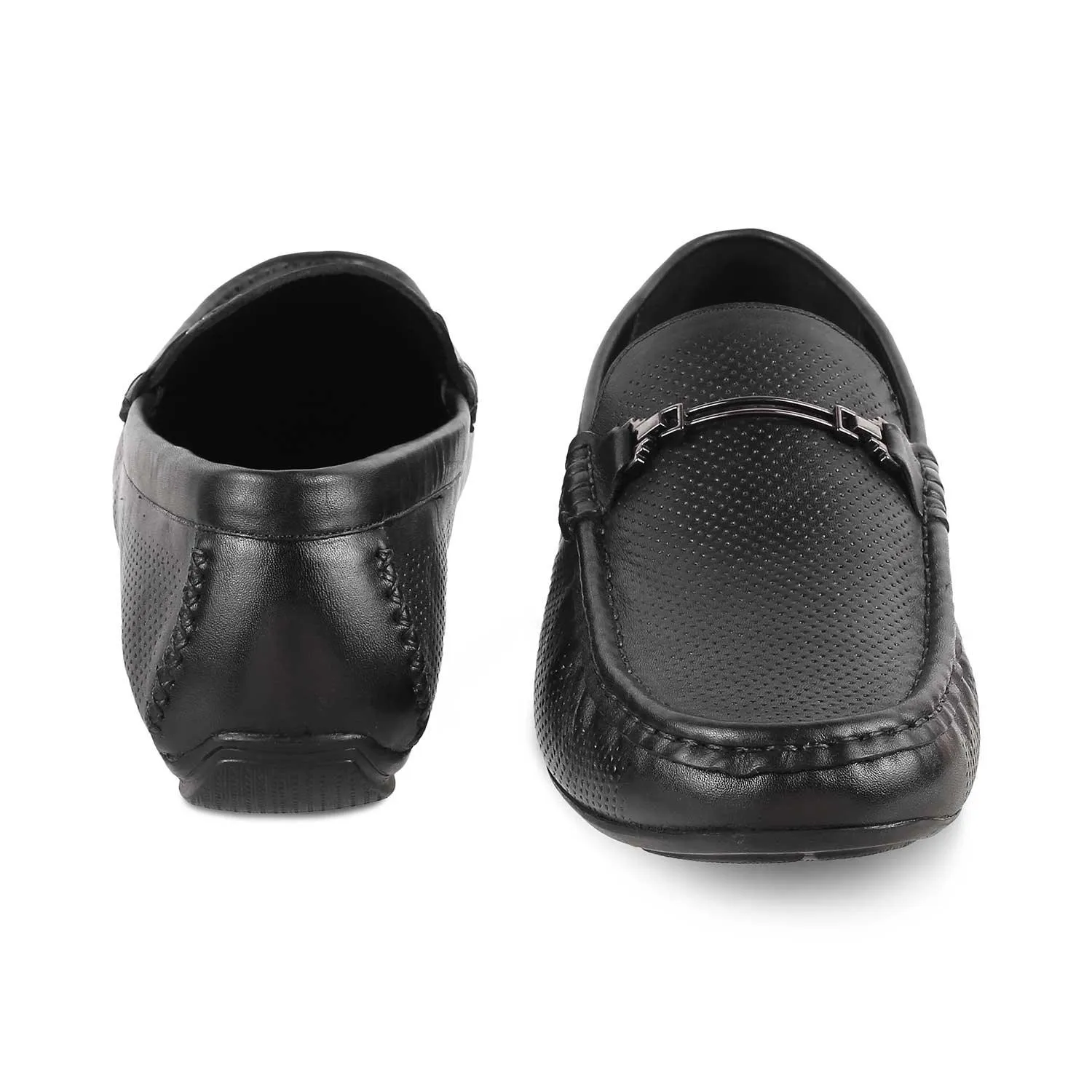 The Open-2 Black Men's Leather Loafers Tresmode