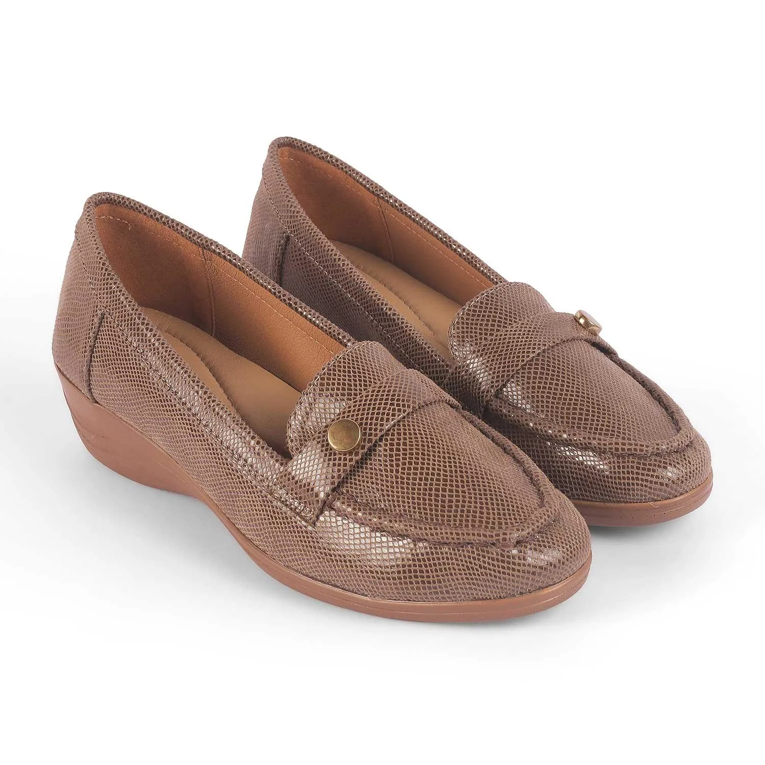 Tresmode Marcoval Brown Women's Dress Wedge Loafers