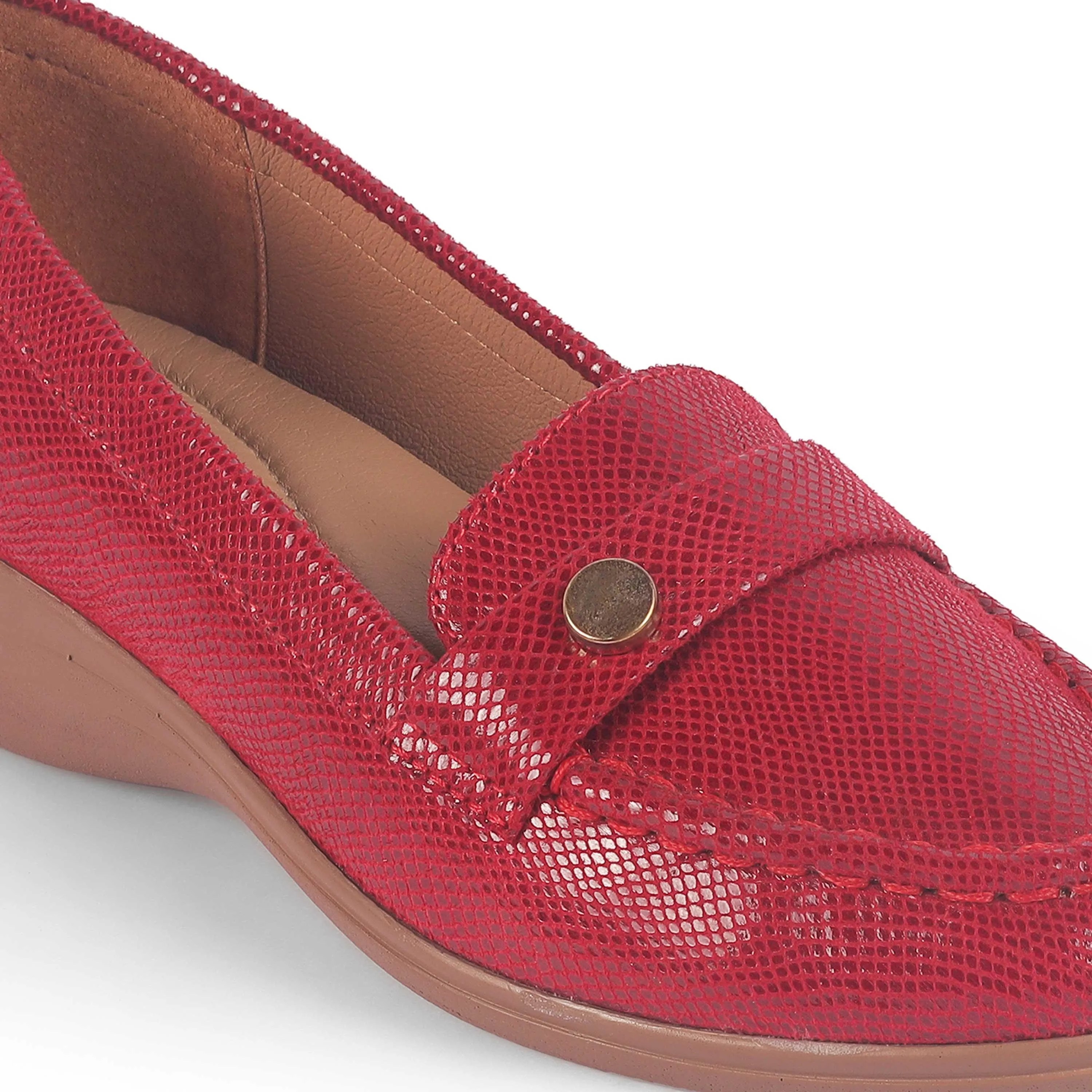 Tresmode Marcoval Red Women's Dress Wedge Loafers