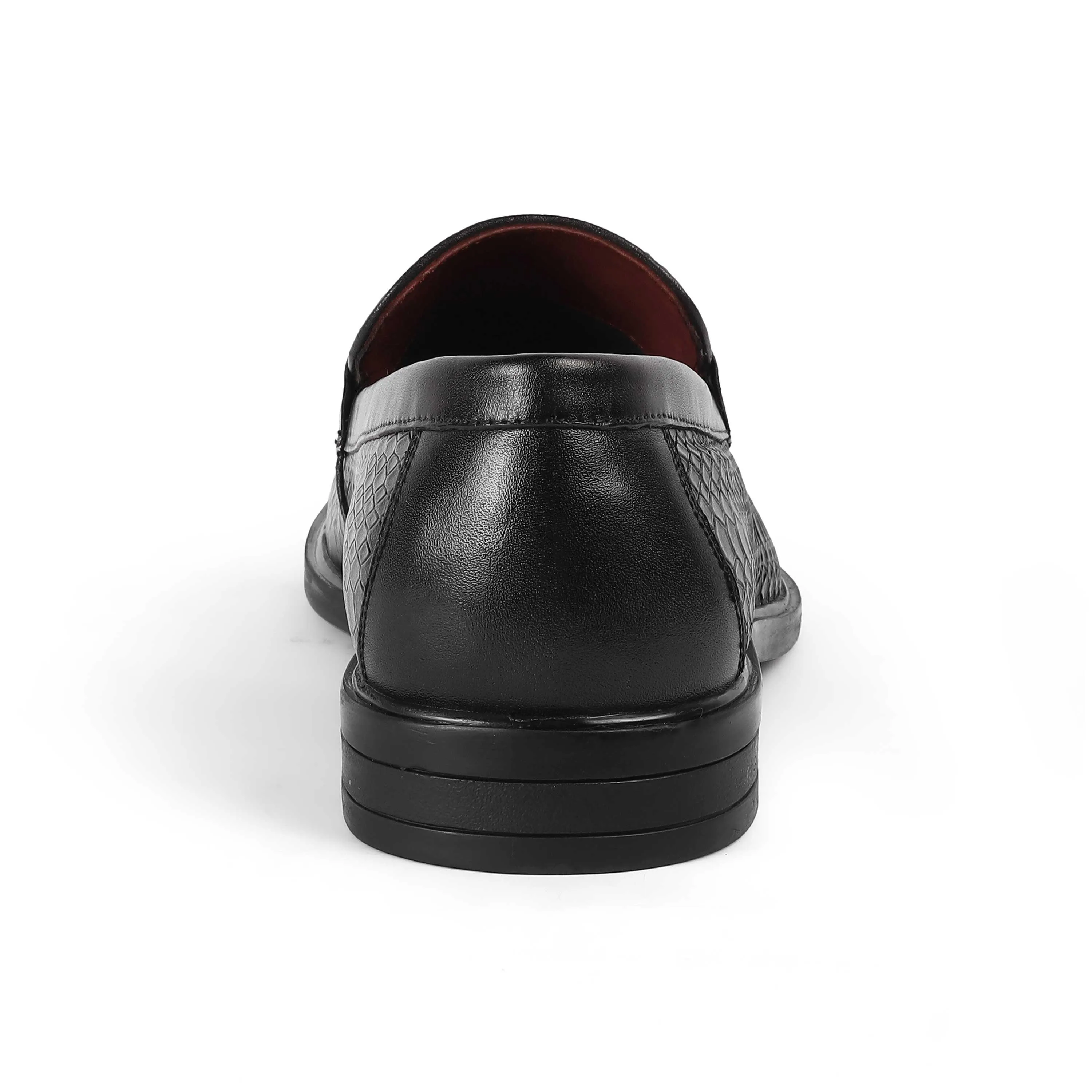 Tresmode Ro Black Men's Textured Leather Loafers