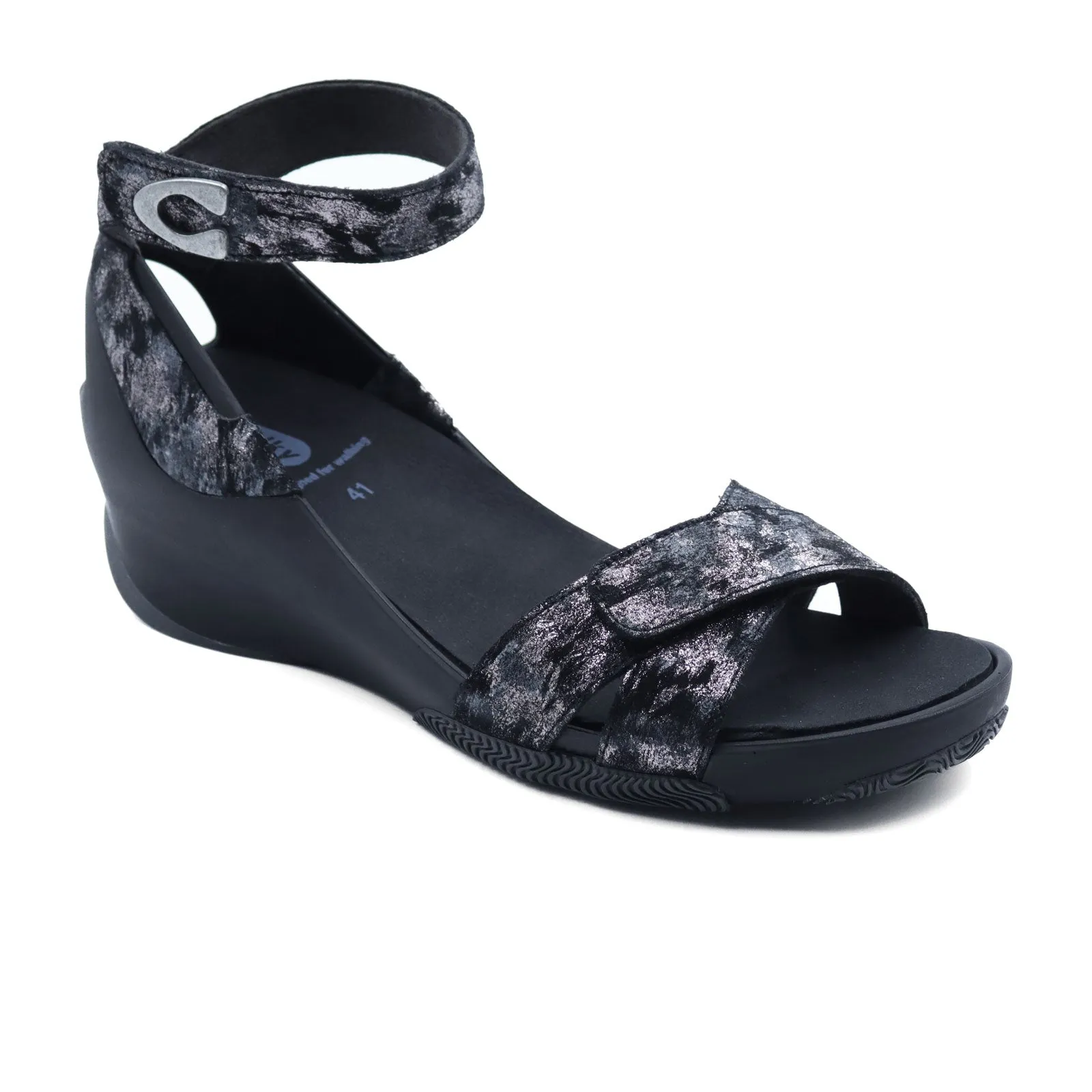 Wolky Era Wedge Sandal (Women) - Black Storm Suede