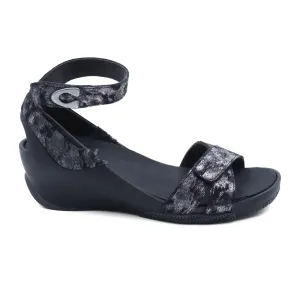 Wolky Era Wedge Sandal (Women) - Black Storm Suede