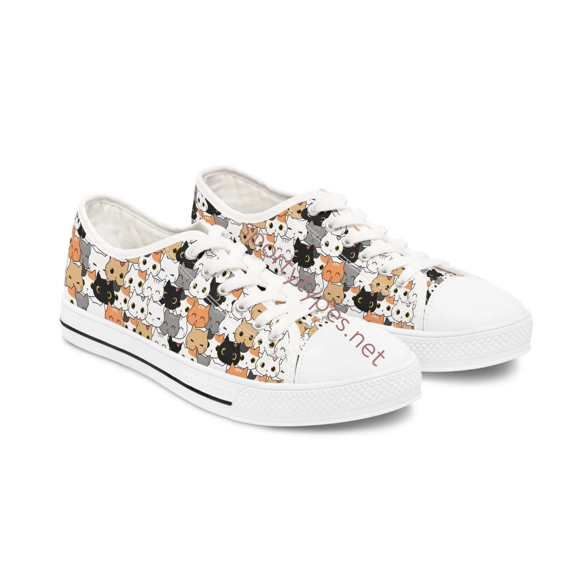 Women's Cat Print Low Top Canvas Sneakers