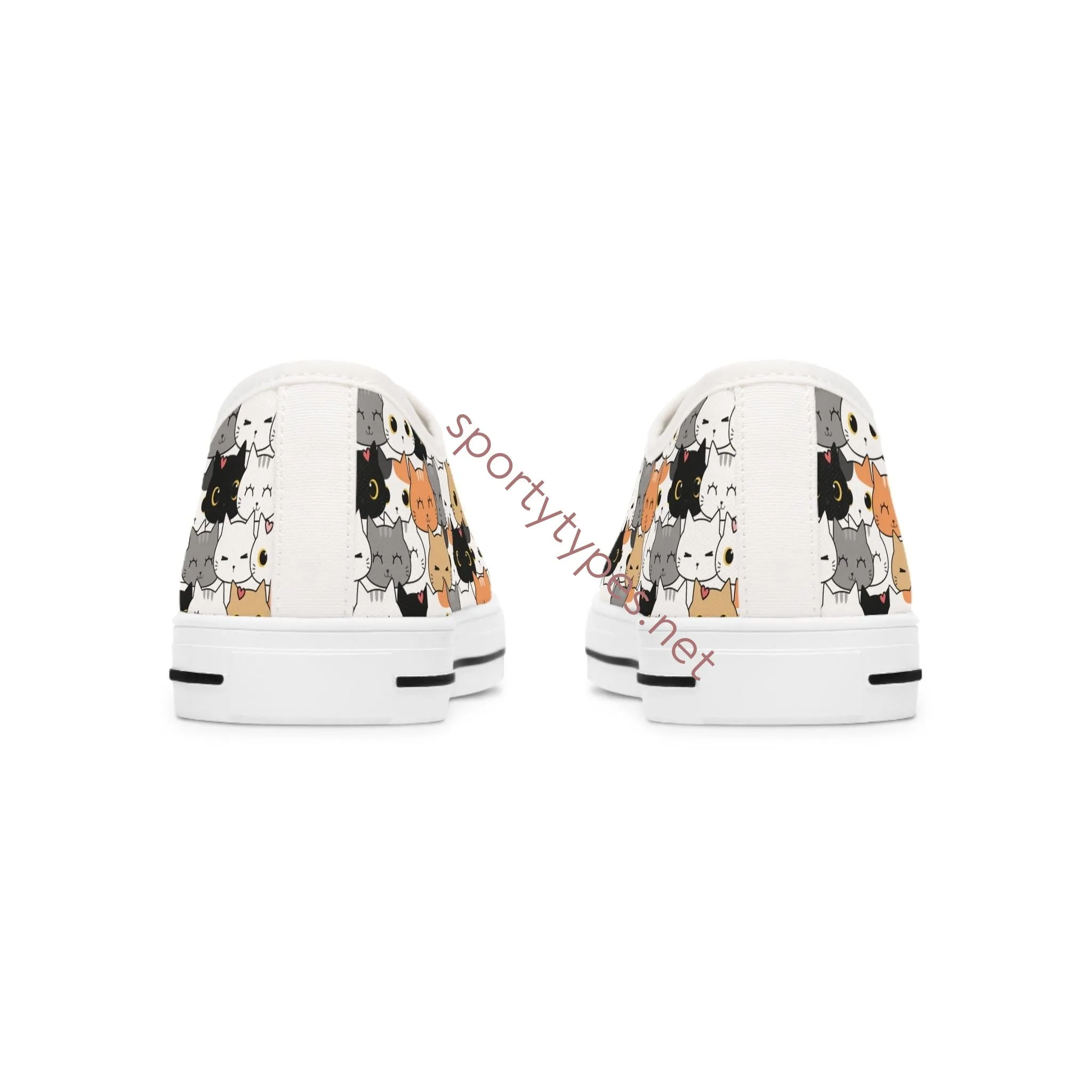 Women's Cat Print Low Top Canvas Sneakers