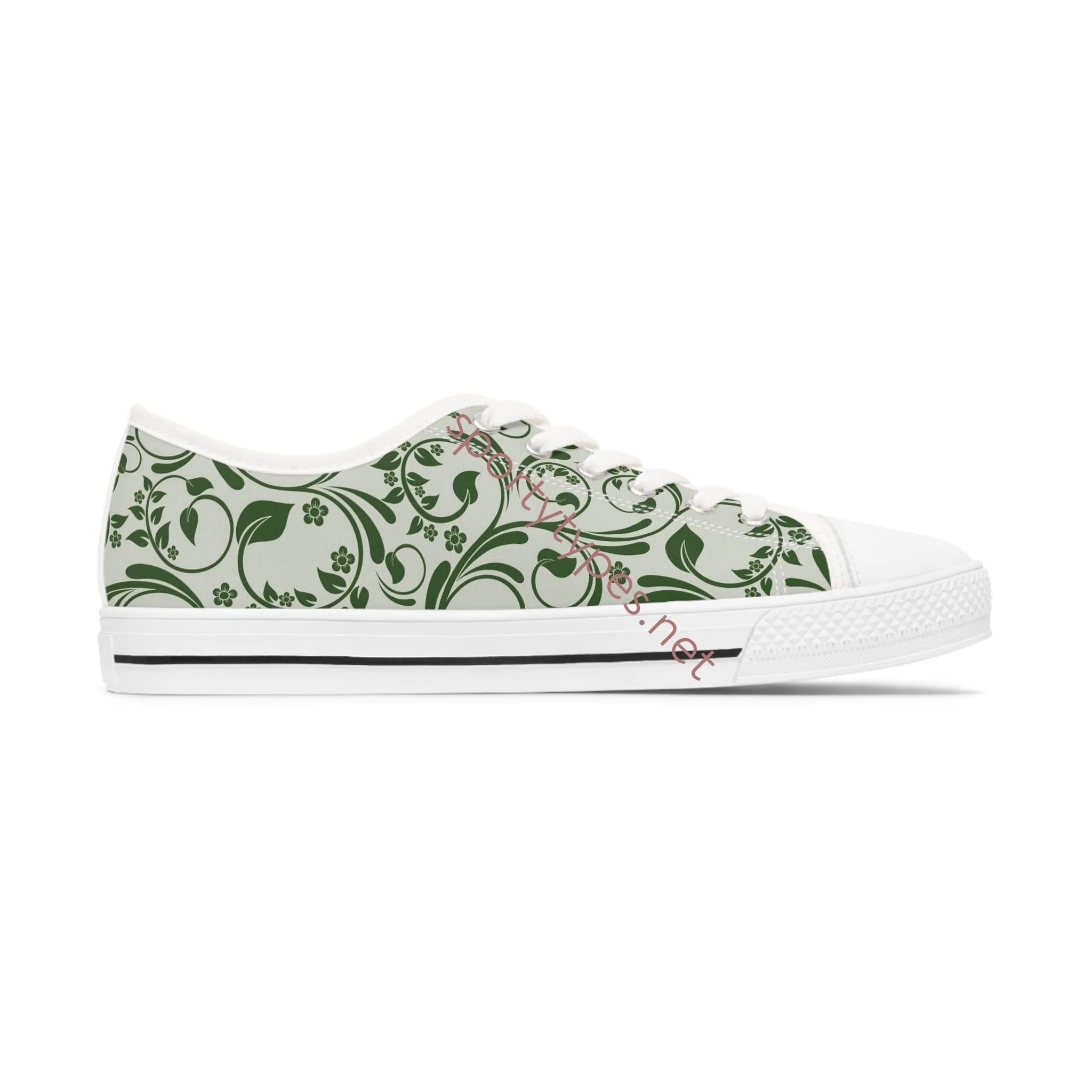 Women's Green Leaf Low Top Canvas Sneakers