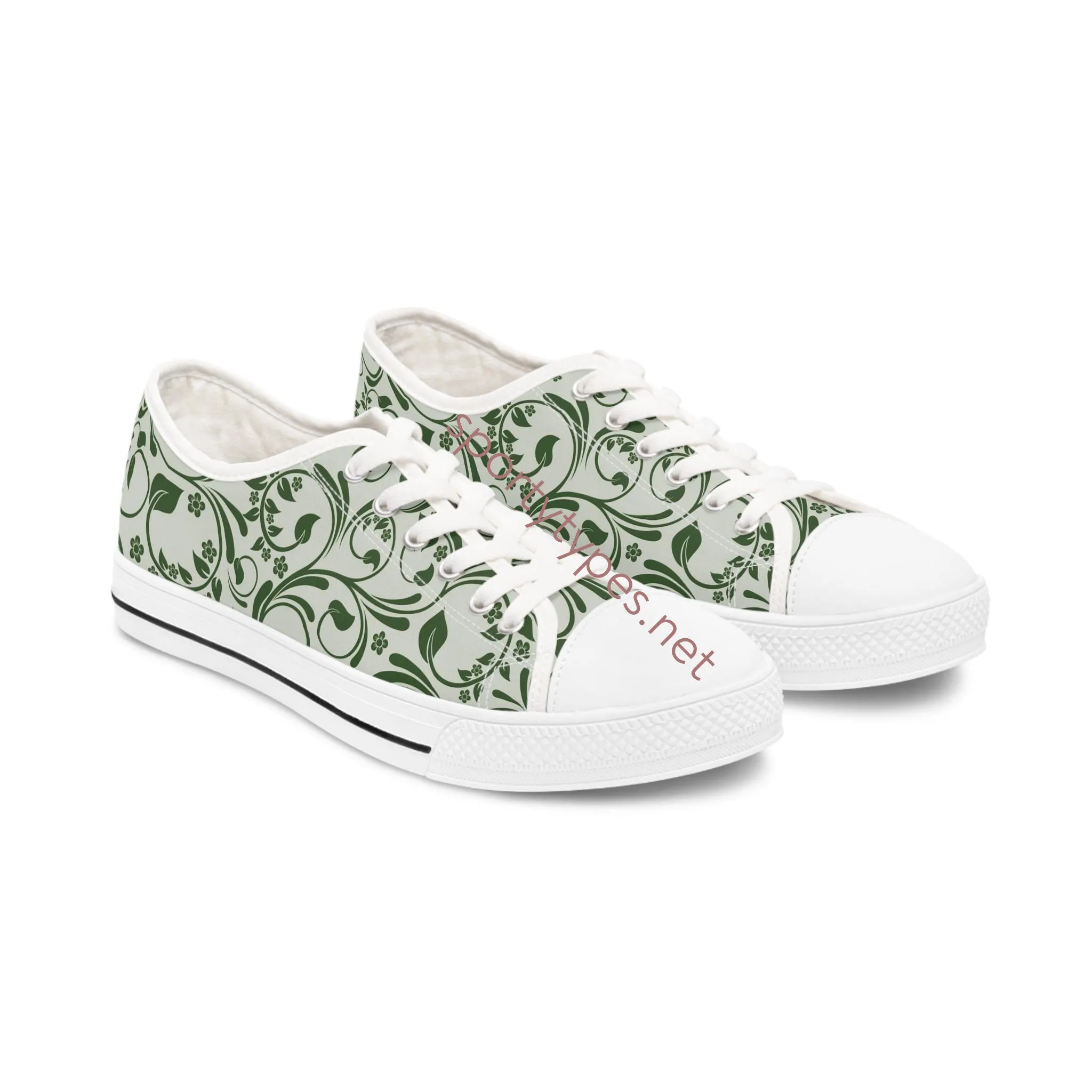 Women's Green Leaf Low Top Canvas Sneakers