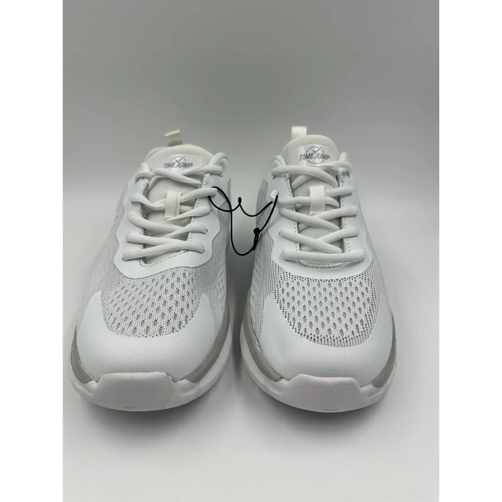 Women's Size 9, White Running Sneaker w/ Gray Accents & Thick Sole for Support