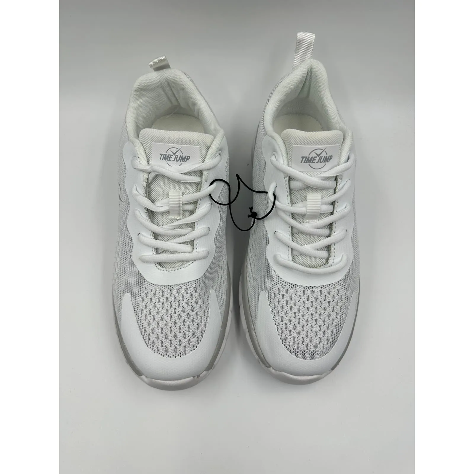 Women's Size 9, White Running Sneaker w/ Gray Accents & Thick Sole for Support