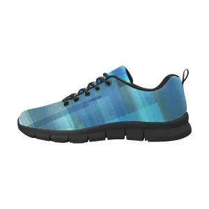 Womens Sneakers, Blue And Black Geometric Print Running Shoes