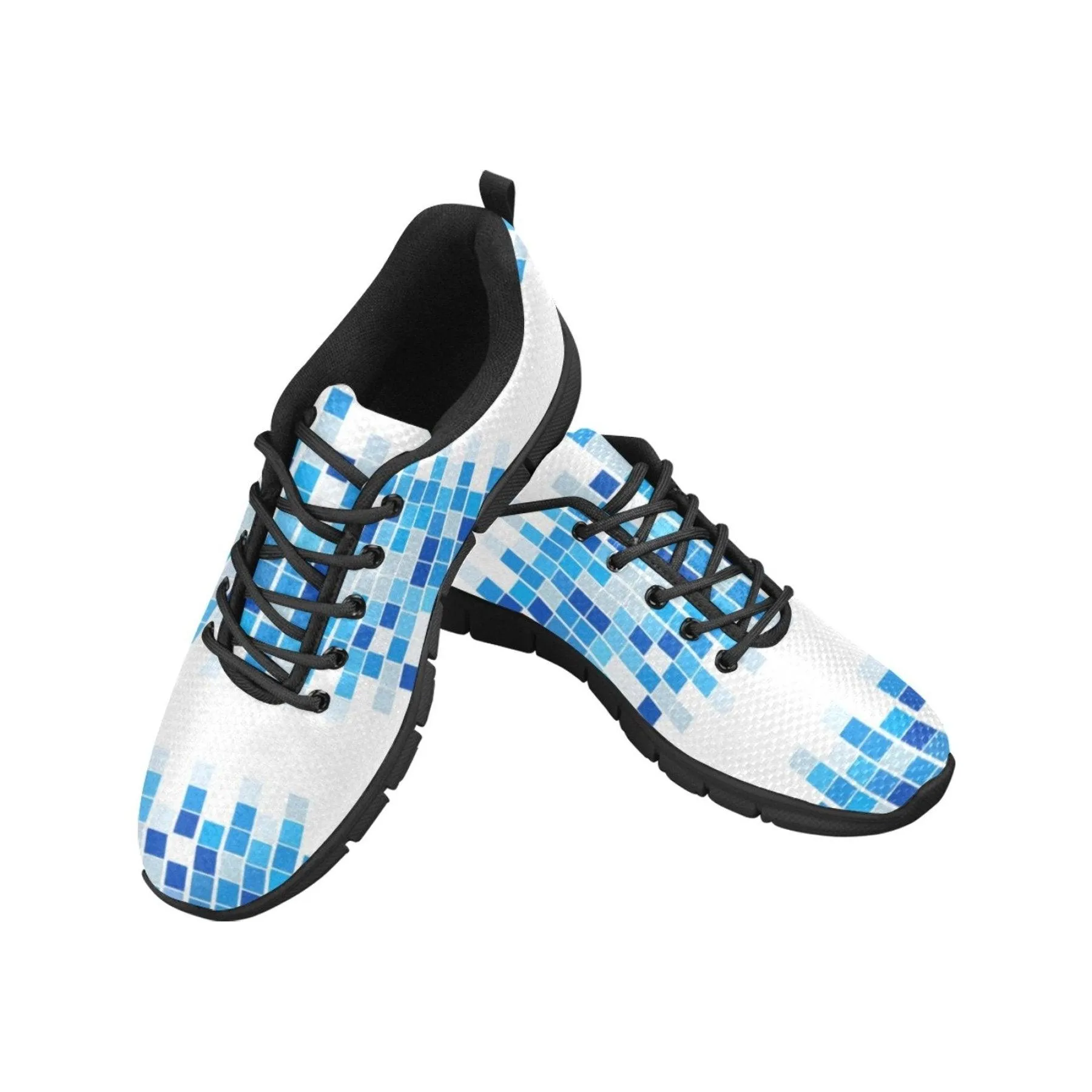 Women's Sneakers Blue and White Mosaic Style Running Shoes