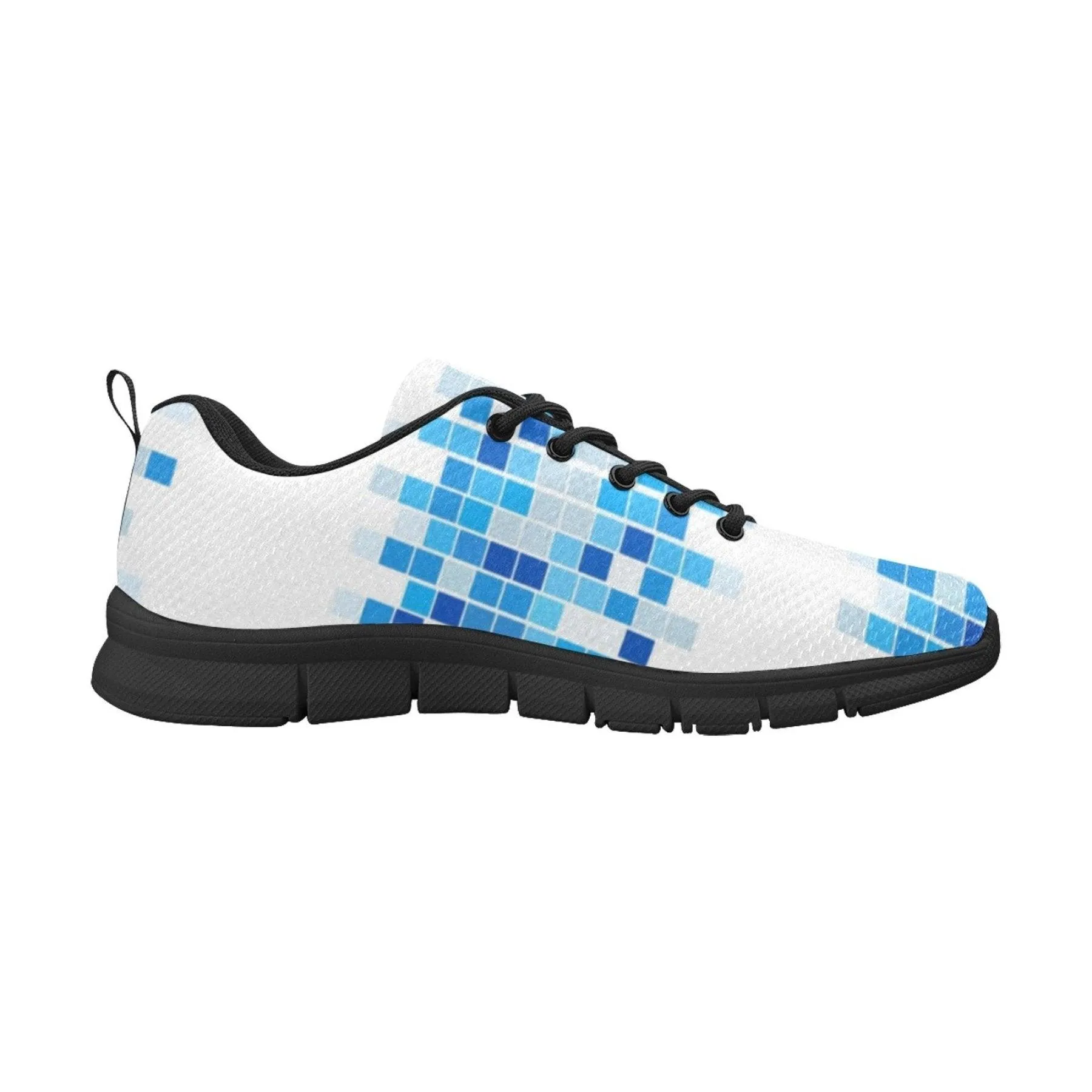 Women's Sneakers Blue and White Mosaic Style Running Shoes