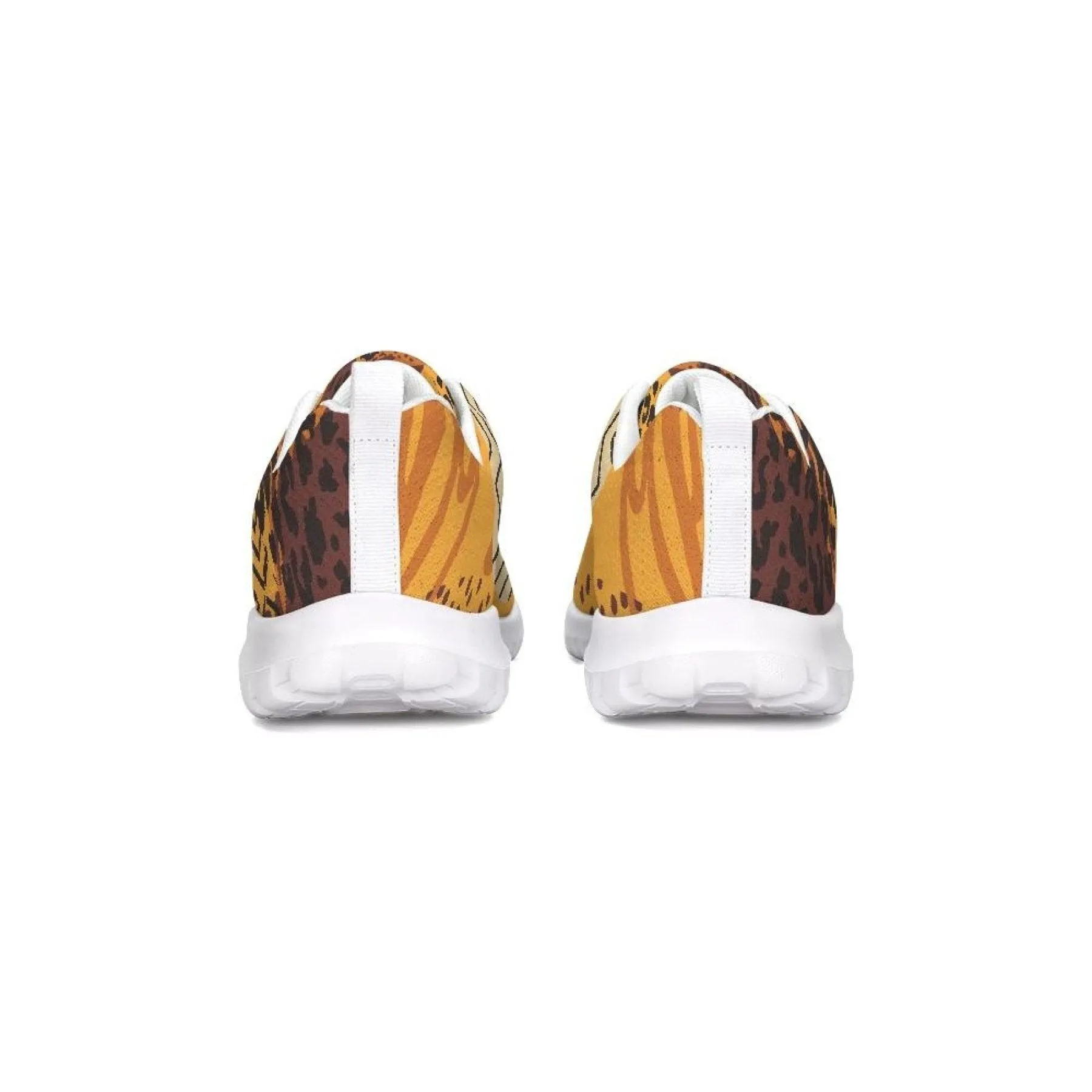 Womens Sneakers - Canvas Running Shoes,  Brown And Yellow Print