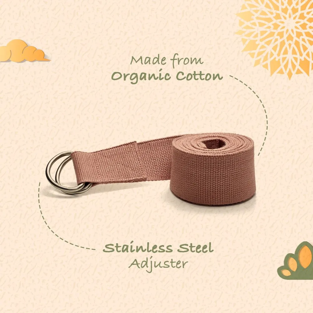 Yoga Belt | Organic Cotton Strap for Stretching | Yoga Practitioners & Gym-goers | Rose