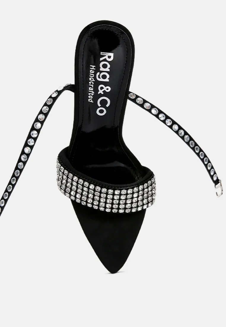 Zurin Black High Heeled Diamante Sandals