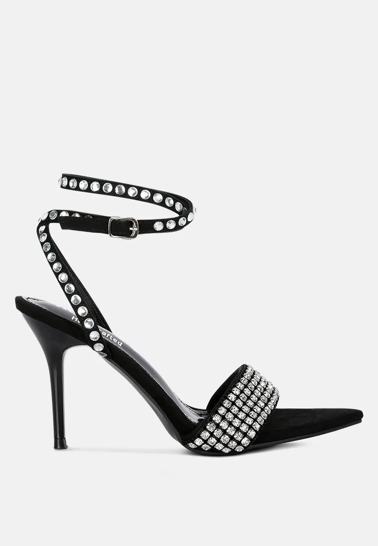 Zurin Black High Heeled Diamante Sandals